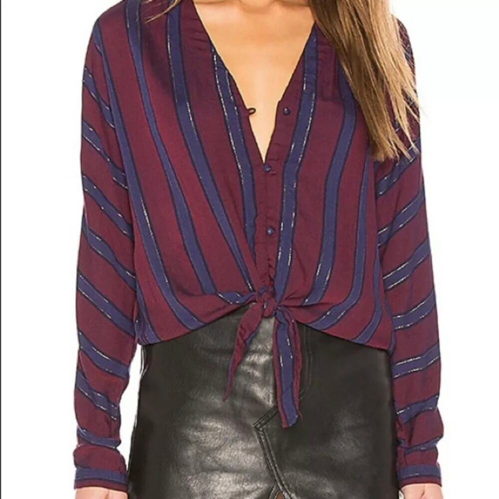 Rails Metallic Striped Button Front Top - image 1